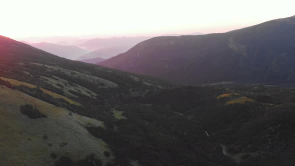 Valley in Carpathian Mountains Top View