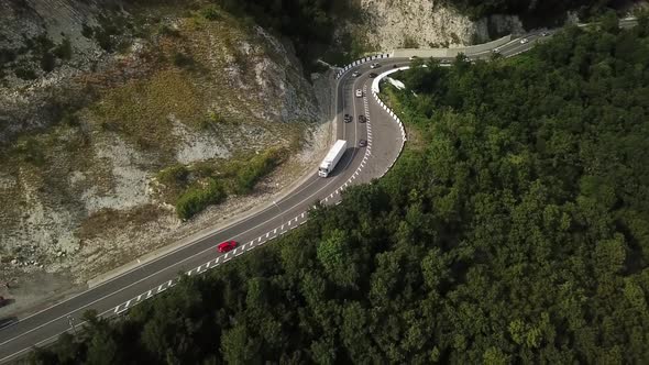 Flying Over the Mountains, Tracking a Truck That Rides a Mountain Road