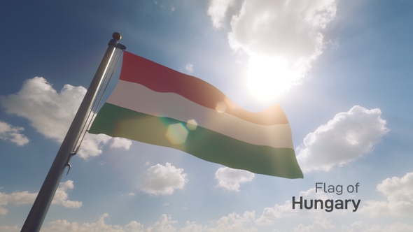 Hungary Flag on a Flagpole V2