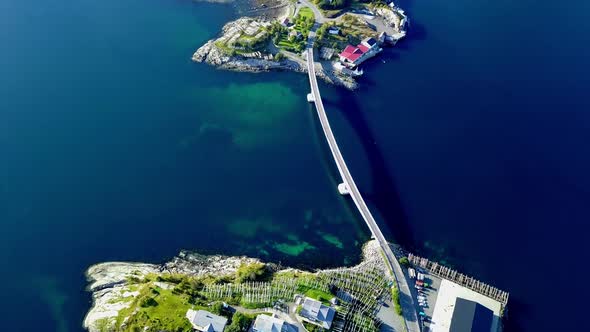 Lofoten Islands and Beach Aerial View in Norway