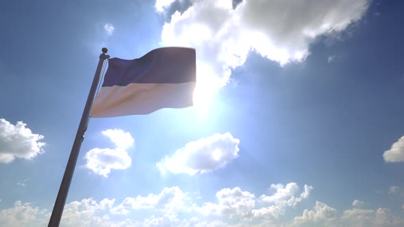 Assen City Flag (Netherlands) on a Flagpole V4 - 4K