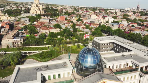 Georgia Flag On Top Of Presidential Palace