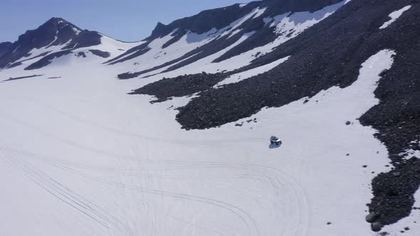 Super Truck Driver Sliding the Snowy Slope