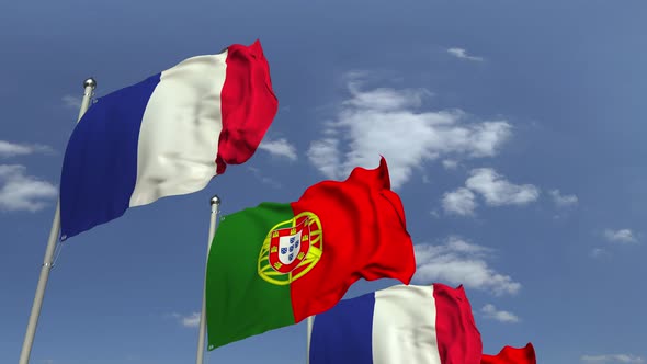 Many Flags of Portugal and France