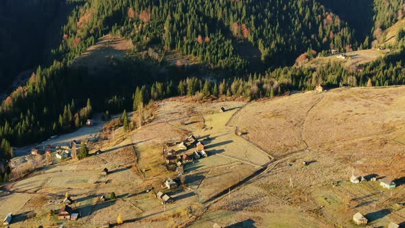 Drone Flight Over a Rural Alpine Valley