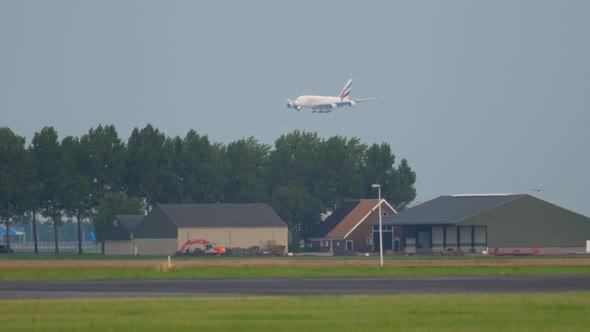 Widebody Airplane Approaching Before Landing