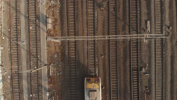 Overhead shot of a local Mumbai train