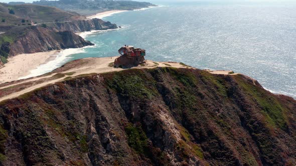 AERIAL: drone, devil's slide bunker, circulating view 2