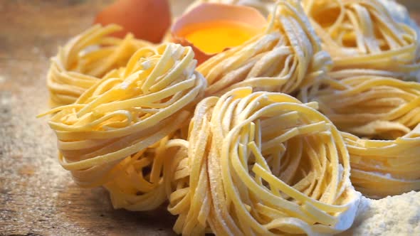 Fresh Pasta on a Wooden Background