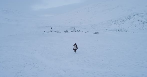 Aerial View of Siberian Life in the My of Yurts