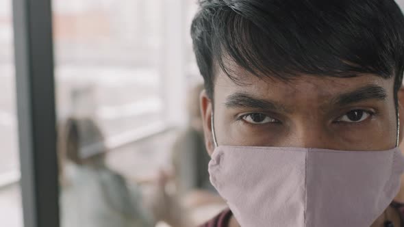 Close Up Slowmo of Businessman in Face Mask