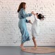 Happy Family Young Mom Babysitter Having Fun with Cute Little Kid Girl Dancing in Living Room - VideoHive Item for Sale