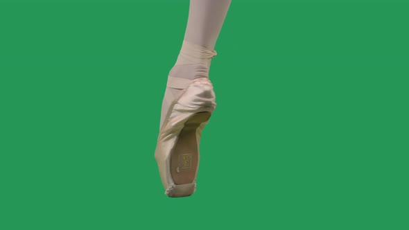 Pointe Shoes Professional Ballet Shoes on Green Screen