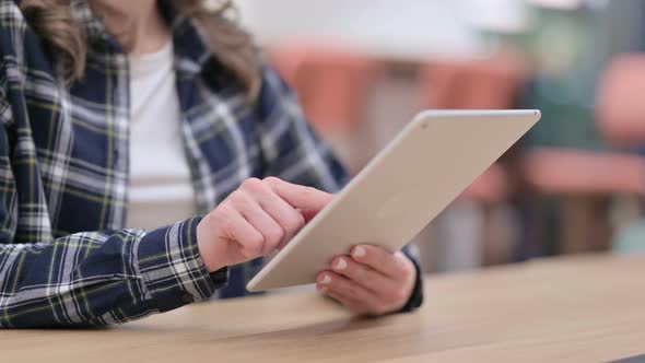 Female Hands Using Tablet Close Up