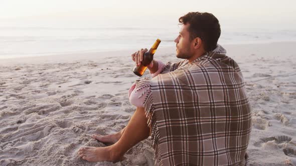 Portrait of a Caucasian man enjoying time at the beach