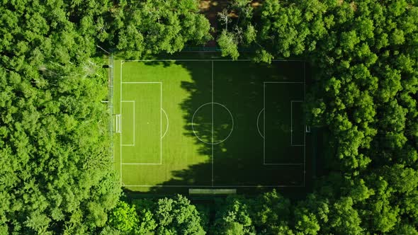 Aerial Drone Shot of Secluded Football Field