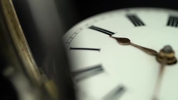 Vintage Pocket Watch Rotate . Close Up. Black Background. Sound