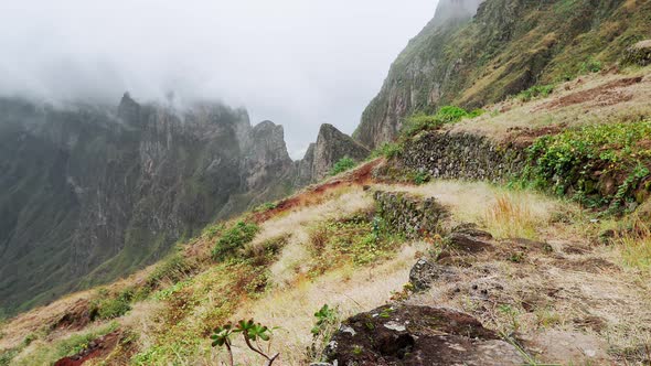 Majestic View of Mountains and Valleys on the Trekking Path on Santo Antao Island