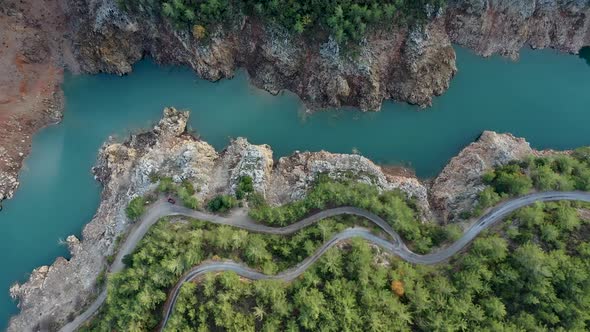 Mountain River High in the Mountains Aerial View 4 K