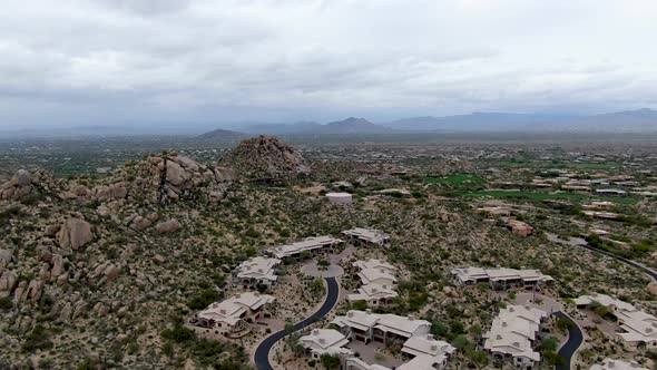 Aerial View of Luxury Villas and Mountain, Scottsdale