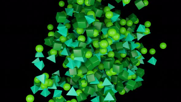 Sprouting green geometric shapes