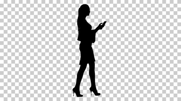 Silhouette  woman walking , Alpha Channel alt