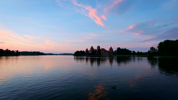 Trakai Island Castle in Lake Galve, Lithuania