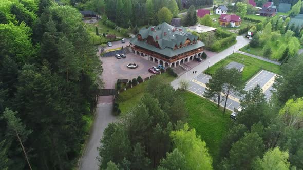 Hotel Complex in the Pine Forest. Top View.
