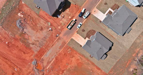 Aerial View Preparation on Construction Site of Building Material