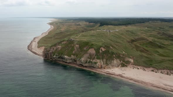 Drone Orbiting Shot of the Famous Bulbjerg Bird Cliff in Jutland