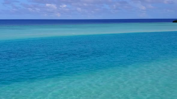 Aerial drone travel of sea view beach break by blue sea with sand background