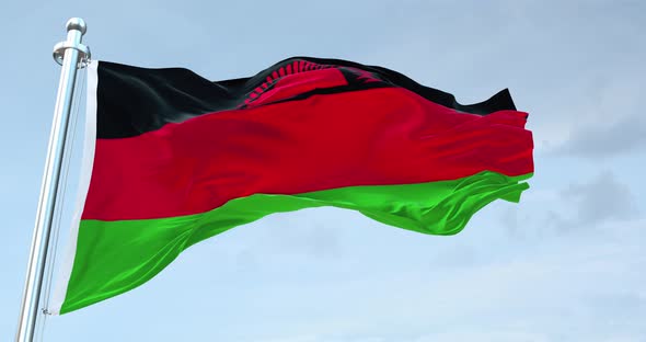 Malawi Flag Waving Loop  4 K