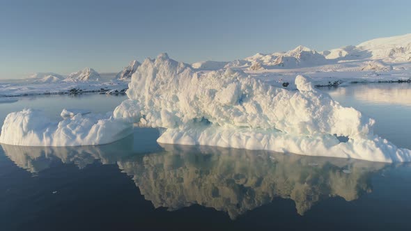 Melting Ice - Global Warming. Iceberg Reflection in Slow Motion.