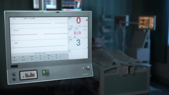 Modern machine detecting a rapid decline in the heart rhythm of a sick person alt