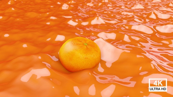 Orange Floating In Juice 4K