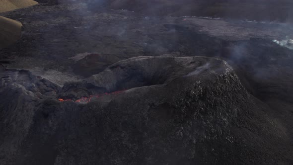 Drone Over Smoking Fagradalsfjall Volcano
