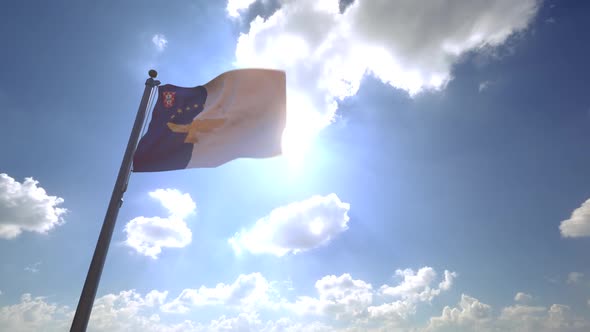 Azores Flag on a Flagpole V4