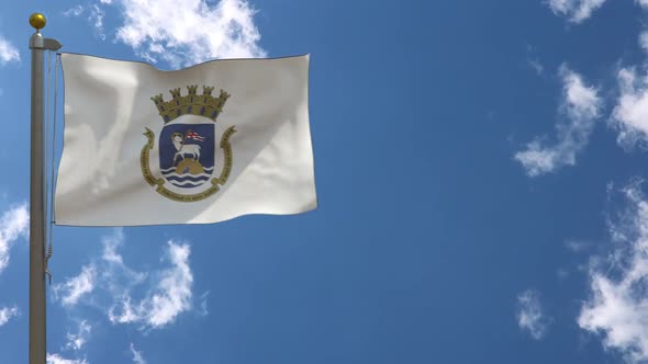 San Juan City Flag (Puerto Rico) On Flagpole