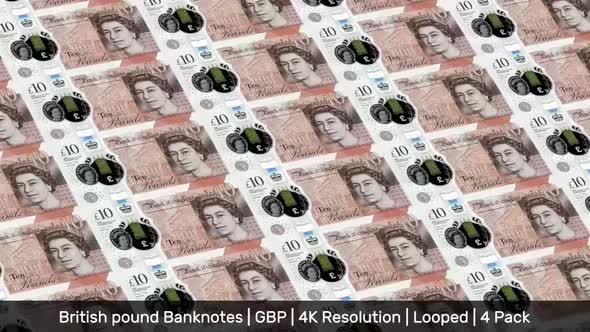 United Kingdom Banknotes Money / British pound / Currency £ / GBP/ | 4 Pack | - 4K