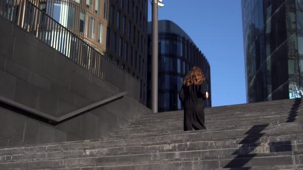 Young Business Woman Is Sent To The Office Building For A Meeting