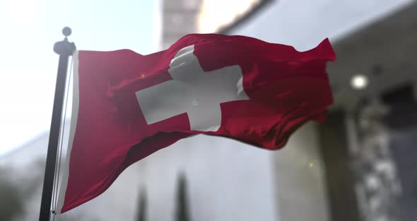 Swiss national flag. Switzerland country waving flag