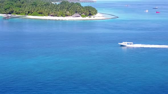 Aerial view panorama of marine tourist beach by blue ocean with sand background