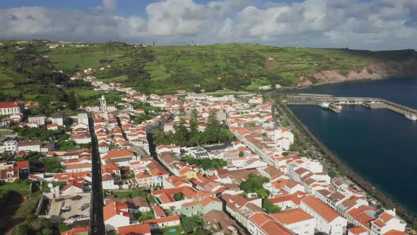 Porto Pim Bay and Horta City Faial Island Azores Portugal Europe