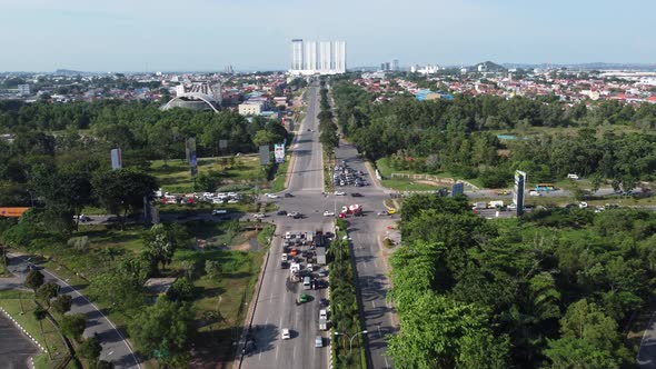 Drone Shots Of Traffic In Batam City