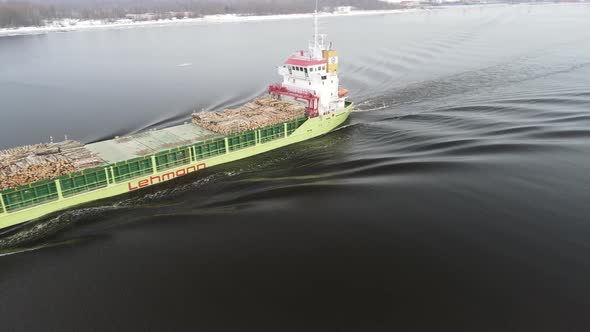 Cargo ship moving fast