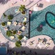 Fly Over a Large Pool with Blue Water and a Lot of Tourists in Hot Weather - VideoHive Item for Sale