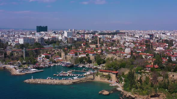 Antalya Old Town and Old Town Marina on Sunny Day