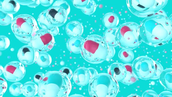 Abstract art background of pills in bubbles 