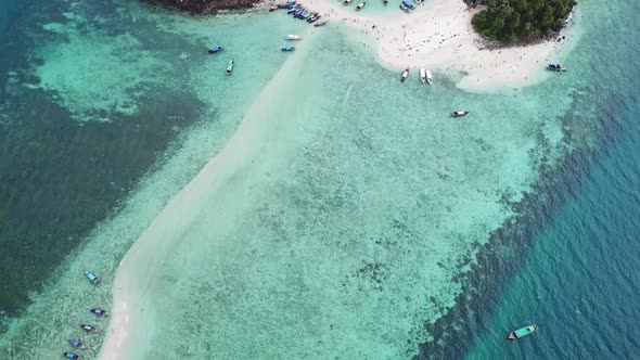 Aerial Top View of Beach on Tropical Islands