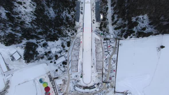 Top-down Aerial View Of The Great Krokiew Ski Jumping Hill, Zakopane, Poland